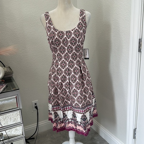 Nine West Dresses Fit and Flare Sleeveless Dress Paisley Dress Summer Dresses - Picture 4 of 14